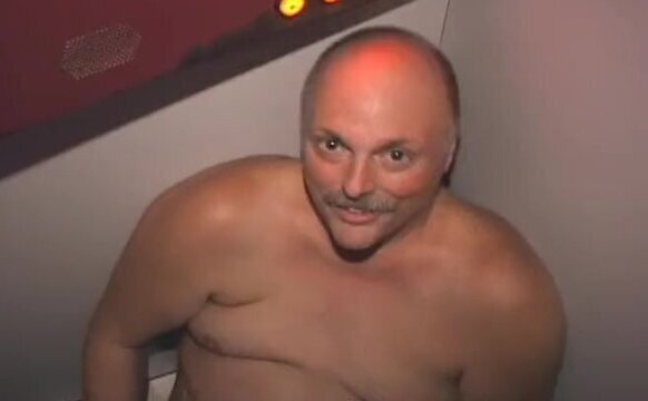 Bald Chubby Bear Blowing Penis Dirty Glory Hole Gayness Jacks Floor Swallowing COCKS