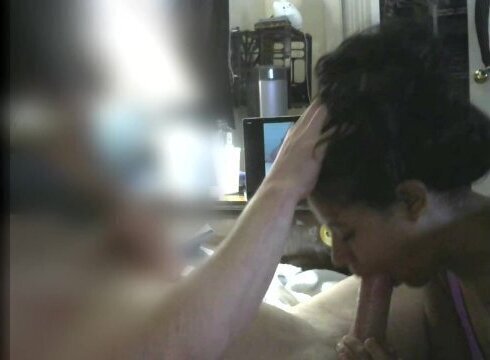 young ebony sucks her white man's dick [with subtitles]