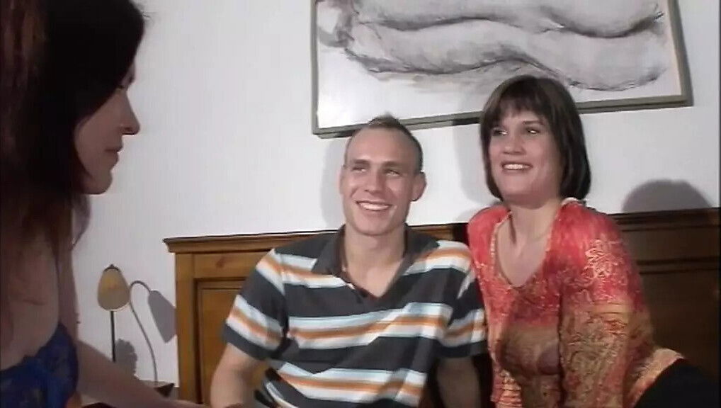 Threesome fuck with housewife shares husband's with German slut