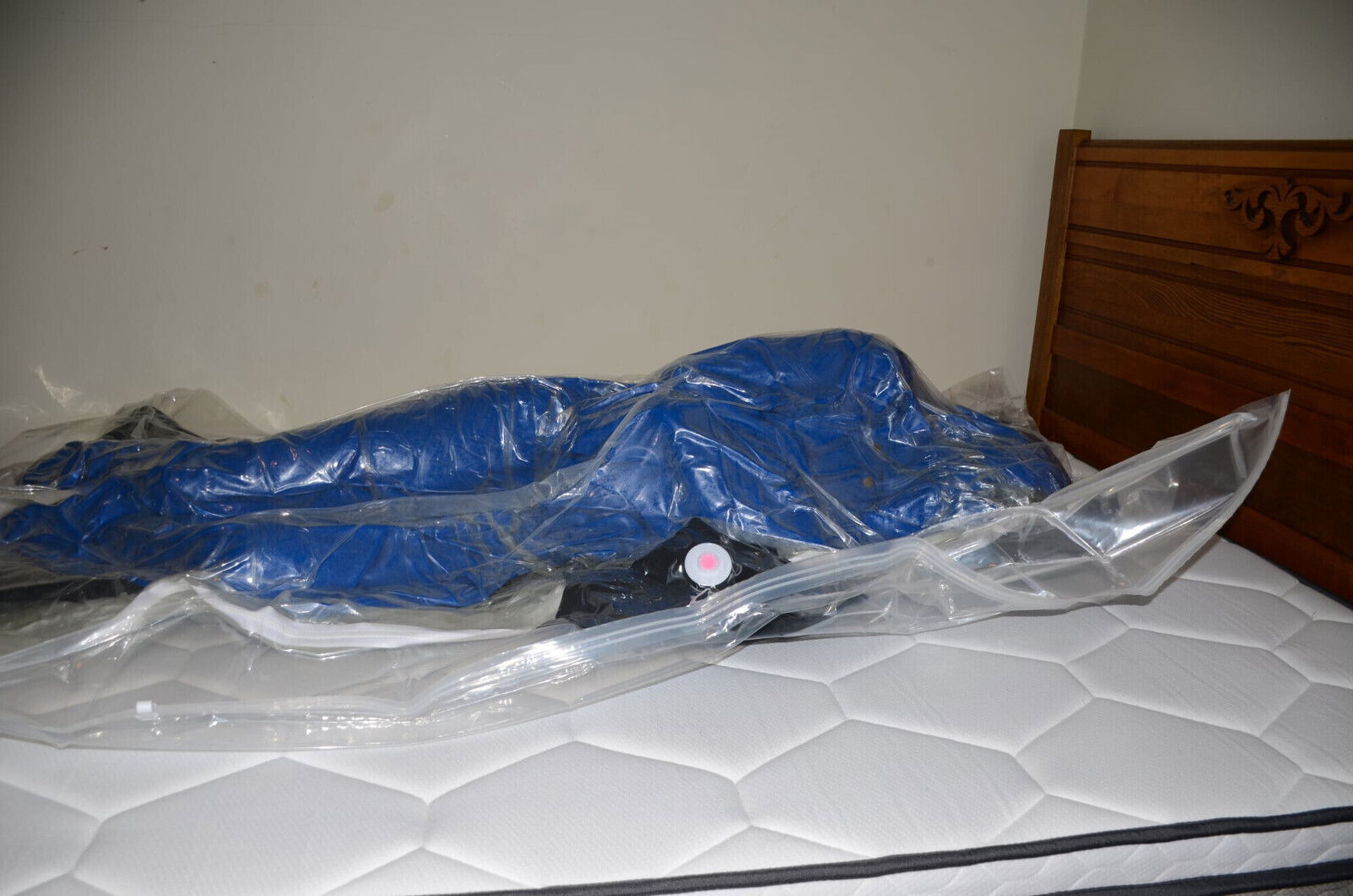 VacPacked slvrbrboy1s coveralls sleepsack with shirt face shield