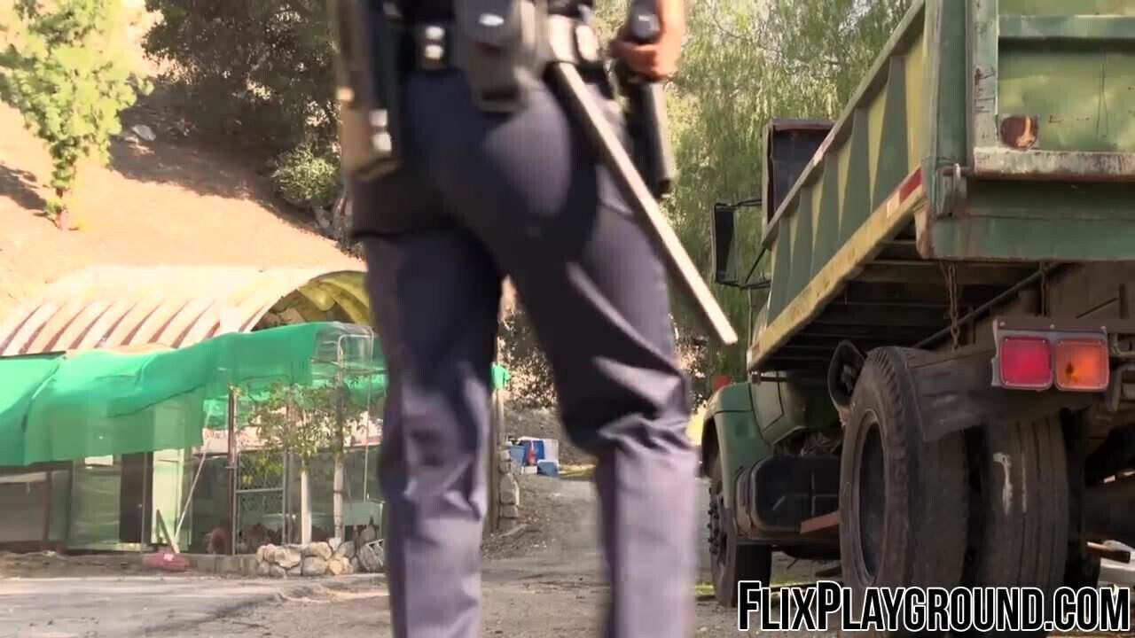 Horny black cop seduces and fucks with a white lesbian girl