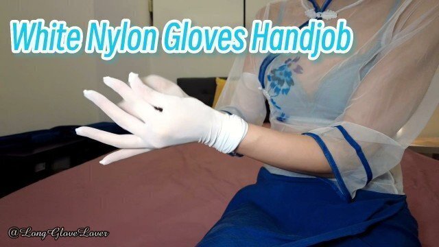 Sexy Long Nylon Gloves Teasing Handjob