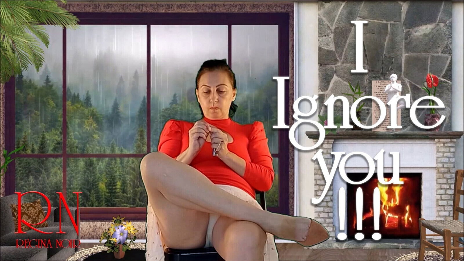 silk skirt flutters hair nails. look from time time.