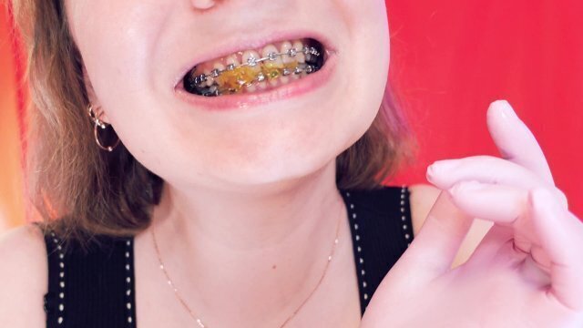 ASMR braces: giantess vore, eating jelly bears, chewing swallowing, mouth fetish, Grander