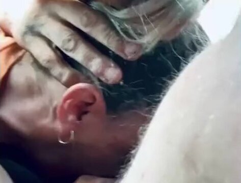 Milf slut gives me sloppy deepthroat road head til I cum in her throat