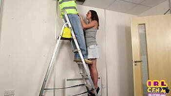 Ladder BJ and HJ action for dude by CFNM amateur teen