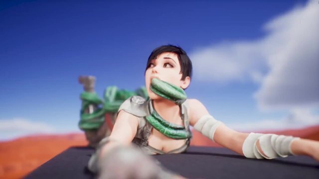 charming brunette with short hair ALIEN MONSTERS porn parody wild life