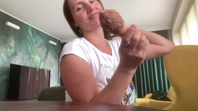 Milf woman eats cream sexual