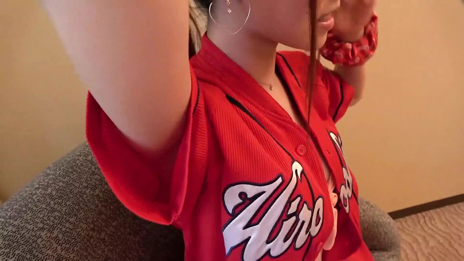 Shiori works event companion staff loves watching baseball