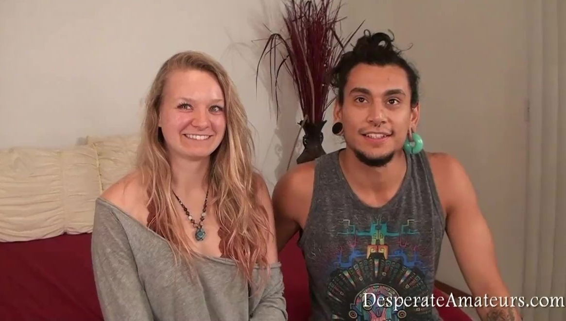 Homely blonde gets into action with Latino stud