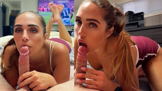 Babysitter sucking while