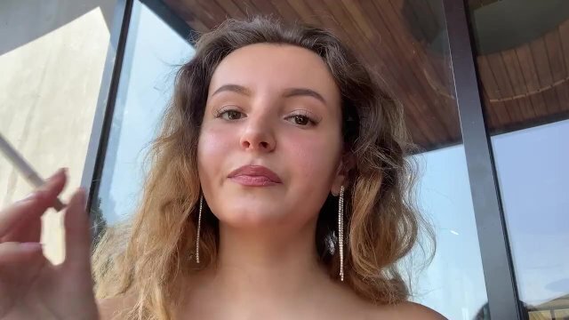 Smoking cigarette Starbucks! Outside smoking