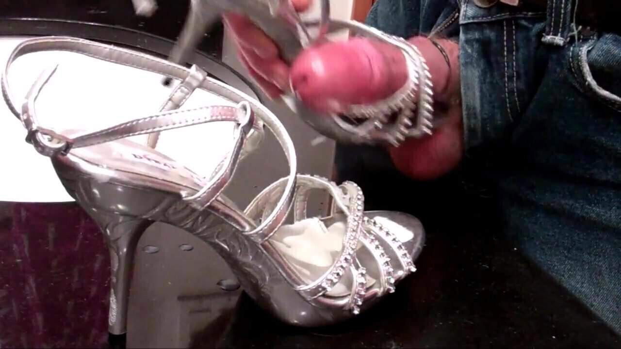 Strappy Silver Heels Fucked Cummed