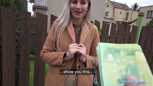 Public Agent Cute blonde flashes perky titties cash fucks huge basemant