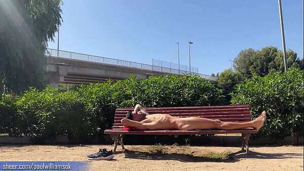 Fully naked park bench broad daylight