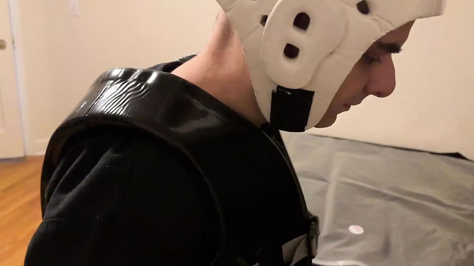 VacPacked black SuperSoft lifevest with karate head guard