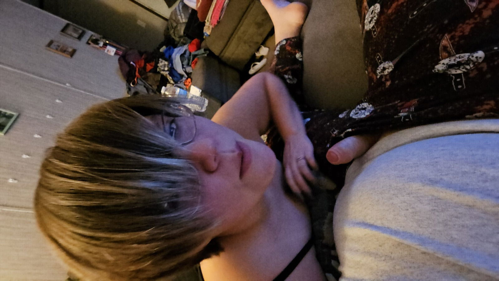 Netflix suck almost caught sucking couch