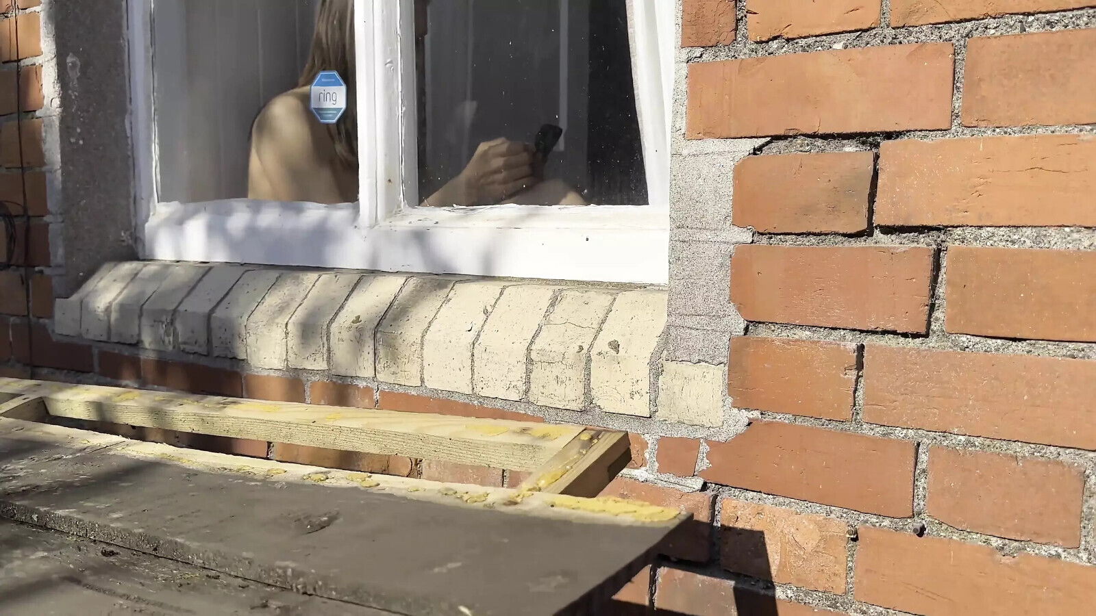 Gets Caught Legs down Garden Path