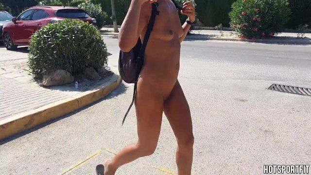 Fitness horny Couple Flaunts Nudity walking naked Public Road Sexy Bold!