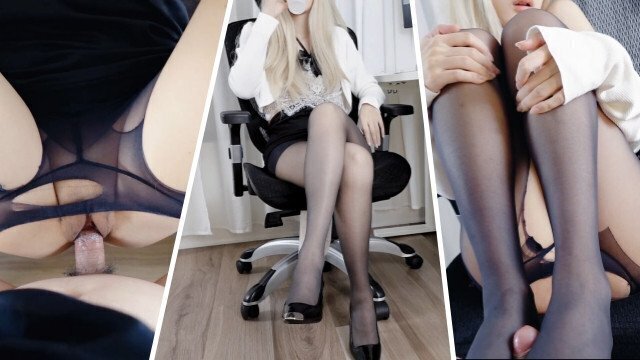 Pantyhose Office Slut give Footjob insider pussy....骚货女上司