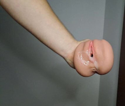 Fucking pocket pussy while standing cumming!!