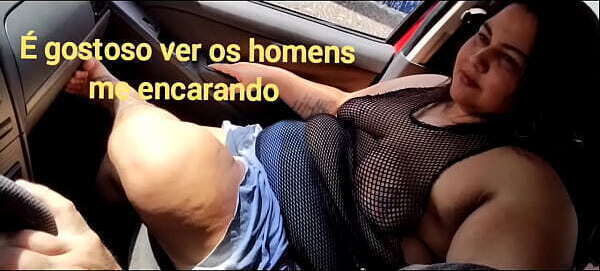 MARY BUTTERFLY: passeando carro marido usando camisa transparente, mostrando minhas tetas p&uacute_blico para machos verem, exibir p&uacute_blico, expor minhas tetas