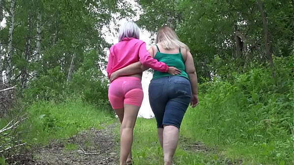 Posh Butts outdoors public park. Mature lesbians walk nature undress. Amateur fetish. PAWG. MILFs.