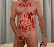 punycunt performs a jerk off and cum eating show