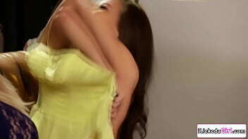 Blonde lesbian licking fingering petite asian girlfriend