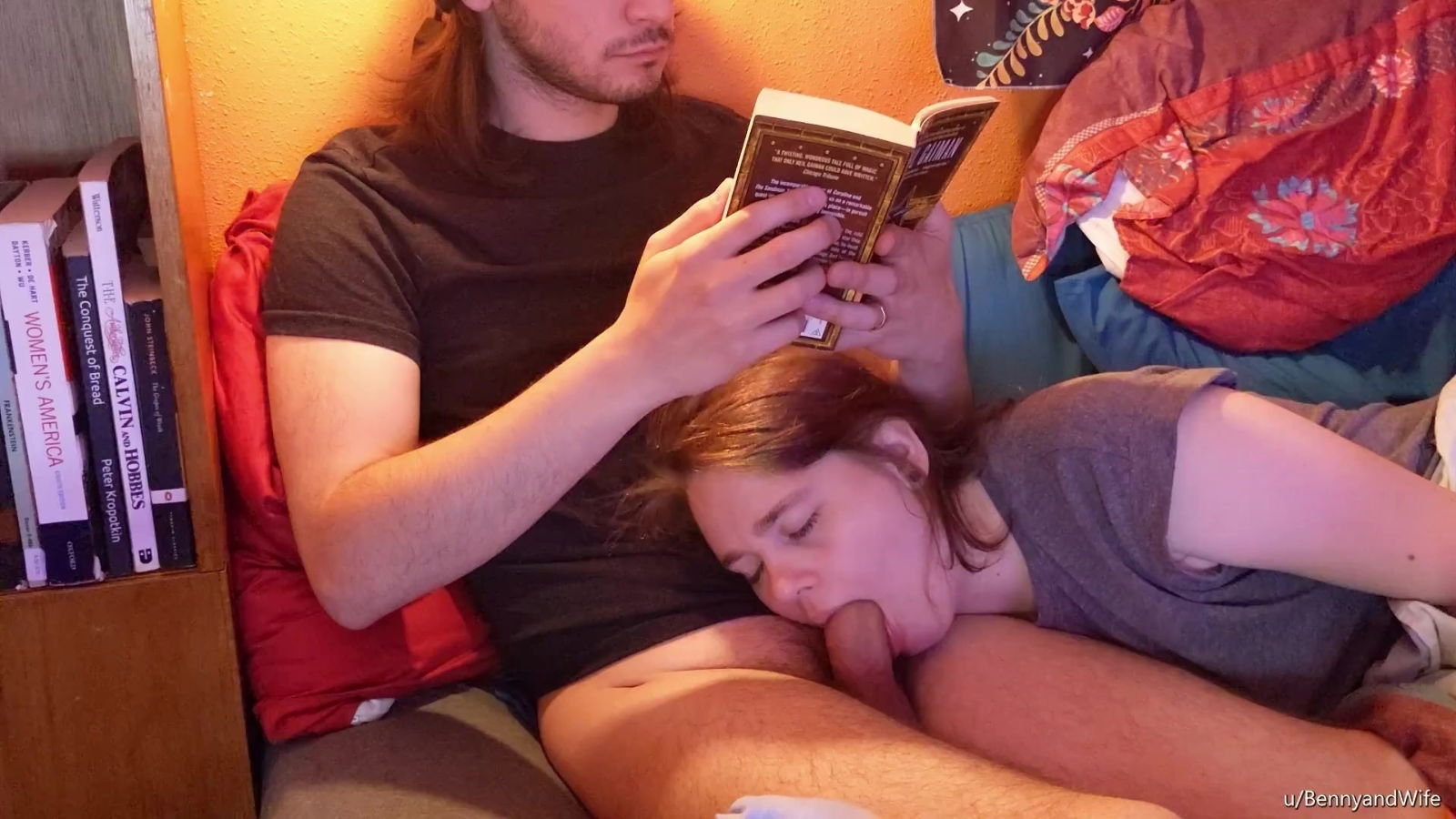 boyfriend loves read book while keep mouth.