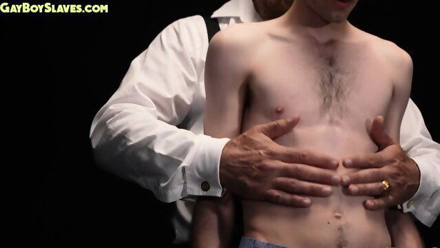 Obedient skinny twink asstoyed dominant DILF with dildo