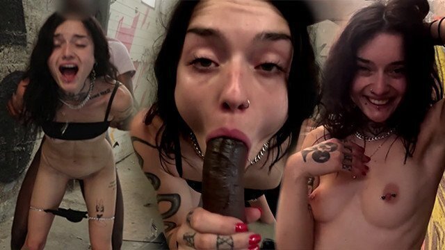 petite gothique tatouée trompe fait défoncer urbex