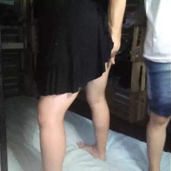 When came with short dress black thong