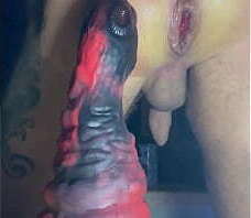 Sauna time with squirming dildo