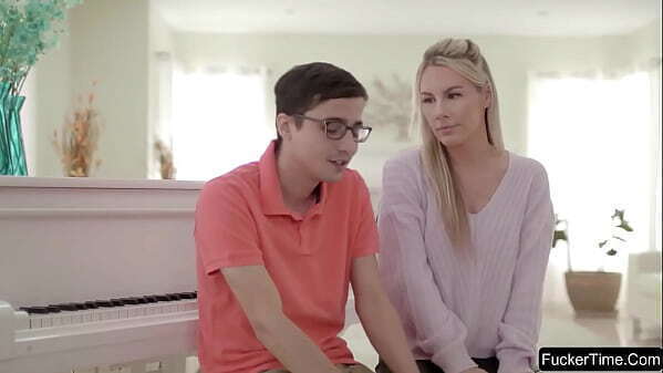 Busty piano teachers with student