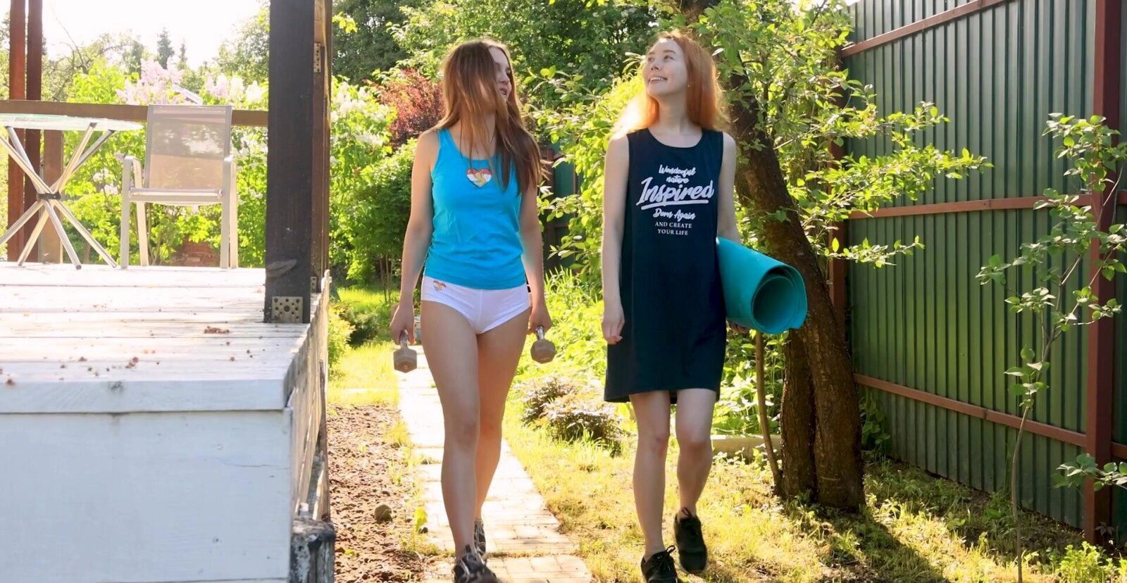 Lesbians Emily Pilu Lana Rose have passionate oral