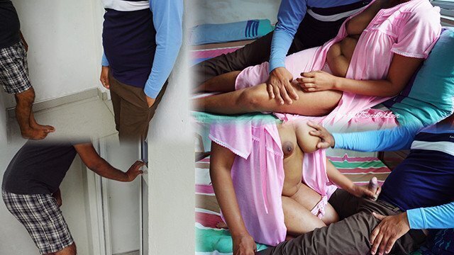 පැටියෝ එළියේ බලන් ඉන්නේ lankan Husband shares wife with bestfriend Cuckolds fuck