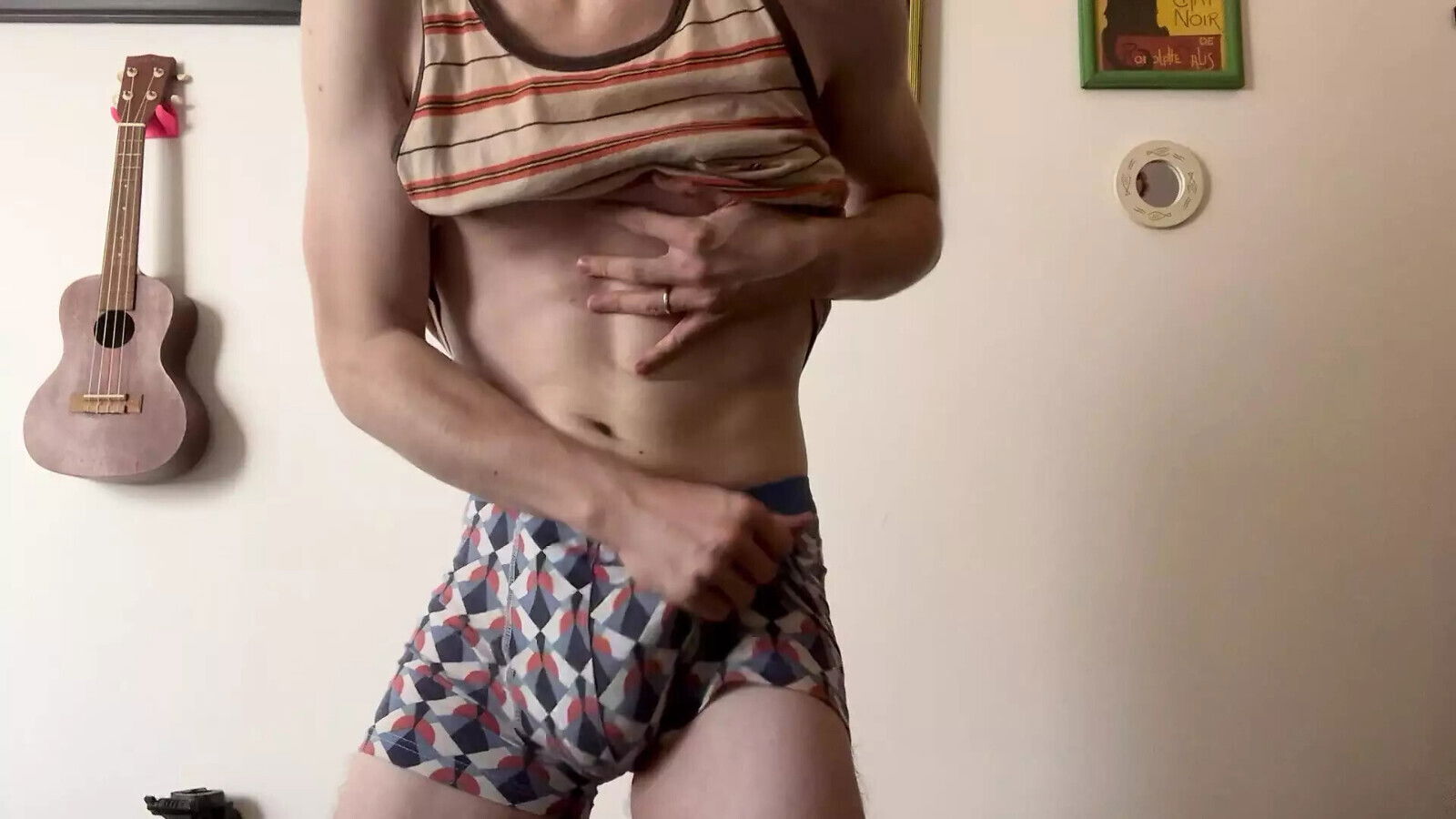 Twink slaps balls. HUGE cumshot carpet