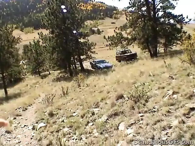 Sexy redhead gets naked masturbates outdoors