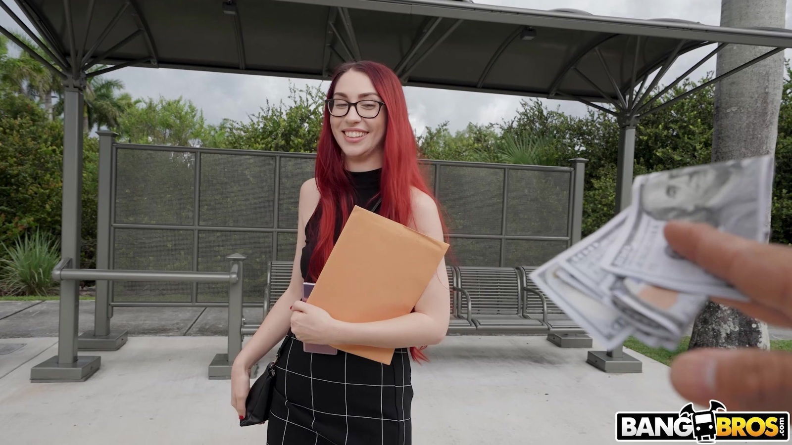 Foxy redhead takes money gets fucked