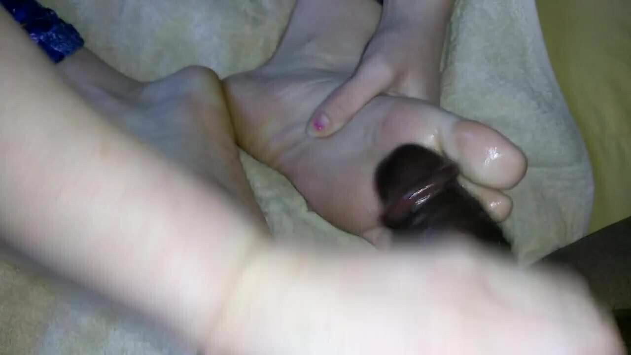 Best Friend Lunch Break Handjob with Purple Toes Part