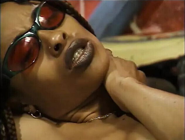 Lusty black bitch with glasses gets nailed stud floor