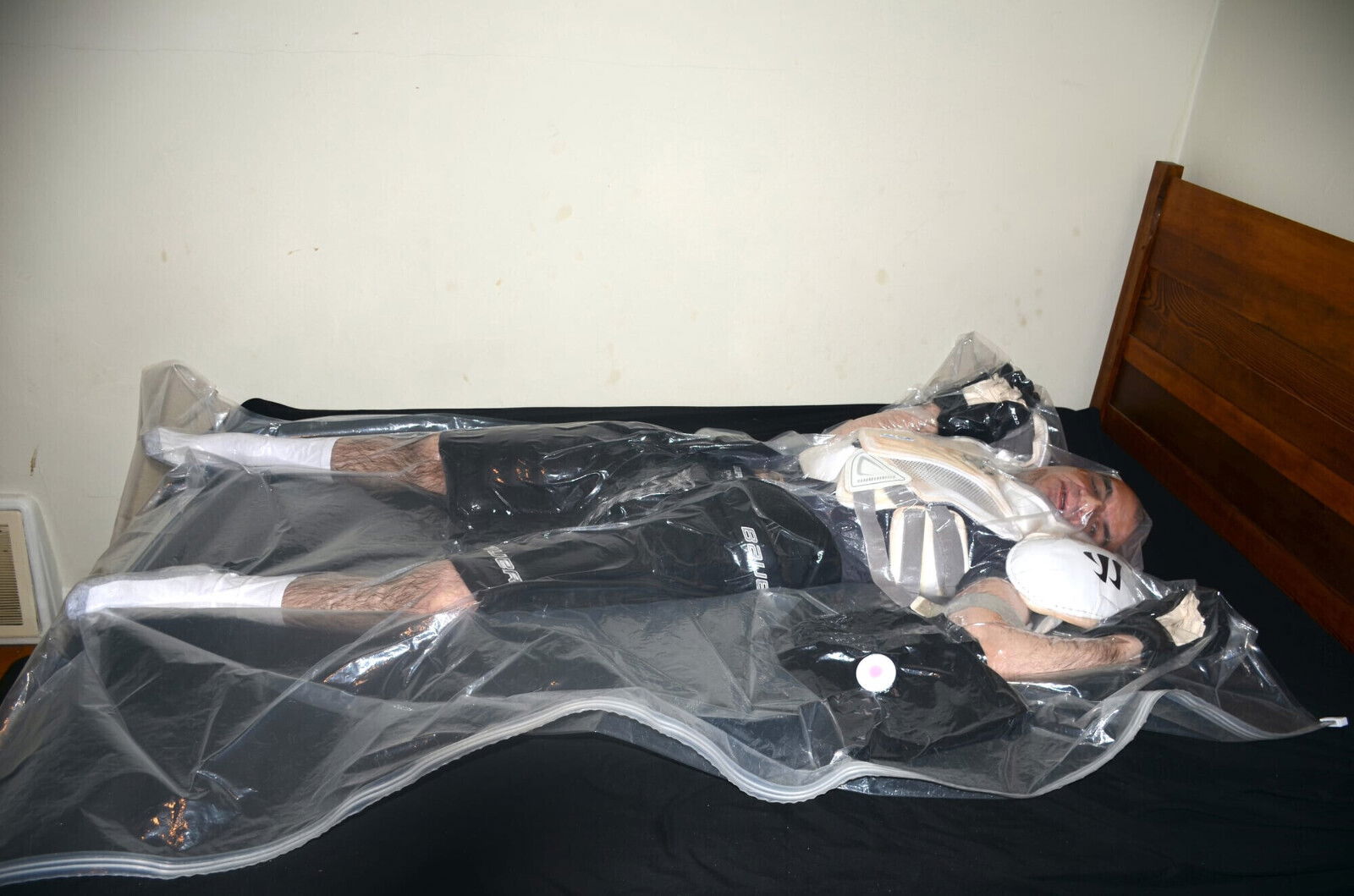 VacPacked Warrior hockey chestie with pairs hockey pants more chesties wearing hockey gloves