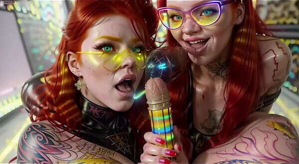 Strange double blowjob ginger twins dolls
