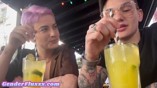 Amateur genderfluid panties licks muff home