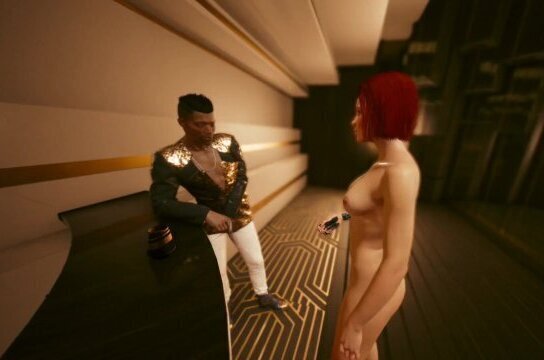 Cyberpunk 2077 romantic meeting with blue-eyed