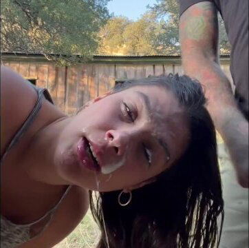 Gagging myself getting facial PUBLIC!