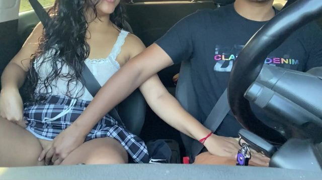 Horny passenger gets into Uber without panties driver can't resist