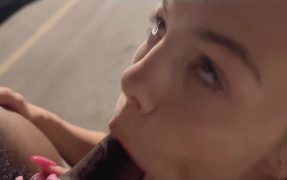 Slut gives sloppy blowjob in downtown parking garage - spits up and keeps going