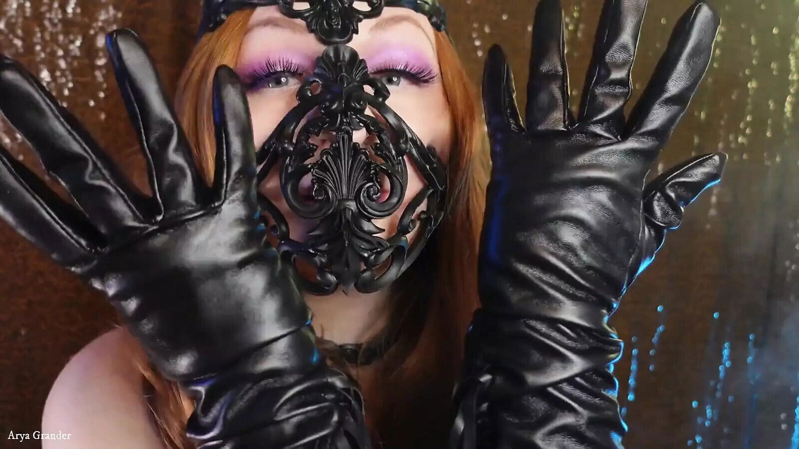Asmr Beautiful Grander Latex Mask with Leather Gloves Erotic Free Video (sfw)